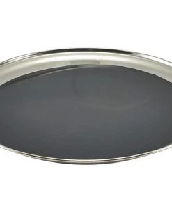 Food Service Trays Genware 52039NS Non Slip Stainless Steel Round Tray 12"