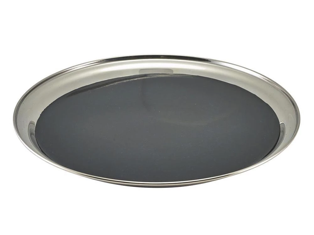 Food Service Trays Genware 52039NS Non Slip Stainless Steel Round Tray 12" 1 Food Service Trays Genware 52039NS Non Slip Stainless Steel Round Tray 12"