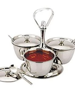 Genware 8053-3 S/St.Revolving Relish Server 3-Way (62399)