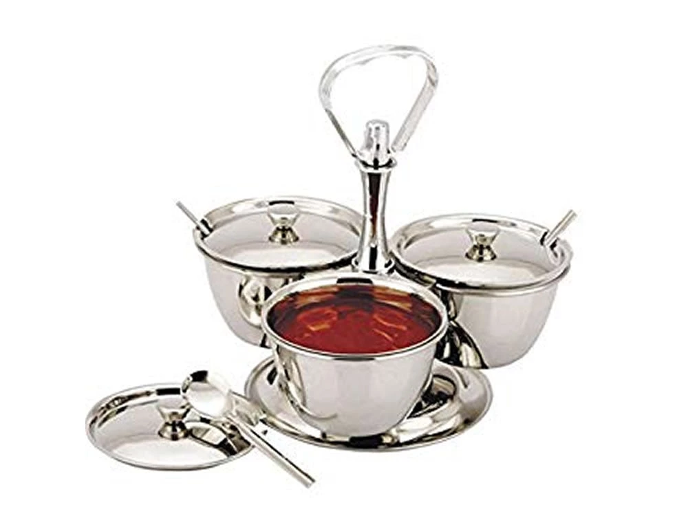 Genware 8053-3 S/St.Revolving Relish Server 3-Way (62399) 1 Genware 8053-3 S/St.Revolving Relish Server 3-Way (62399)