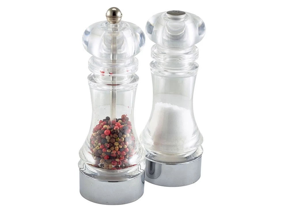 Genware 9103 Acrylic Pepper Mill & Salt Shaker Set 1 Genware 9103 Acrylic Pepper Mill & Salt Shaker Set