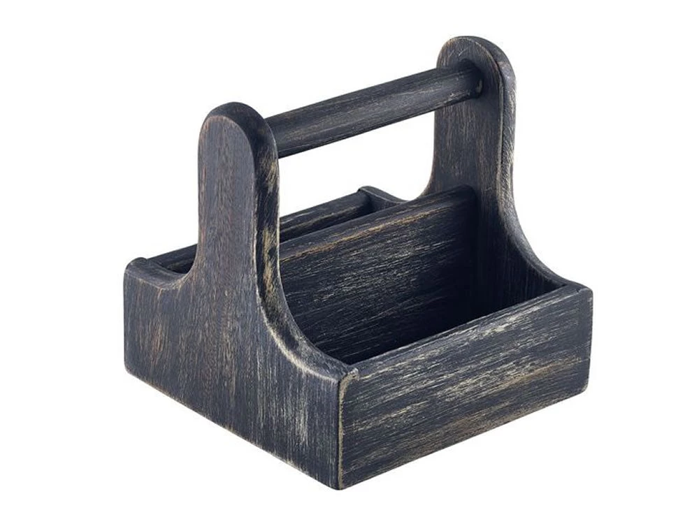 Table Service Genware DWTC-SBK Small Black Wooden Table Caddy 1 Table Service Genware DWTC-SBK Small Black Wooden Table Caddy