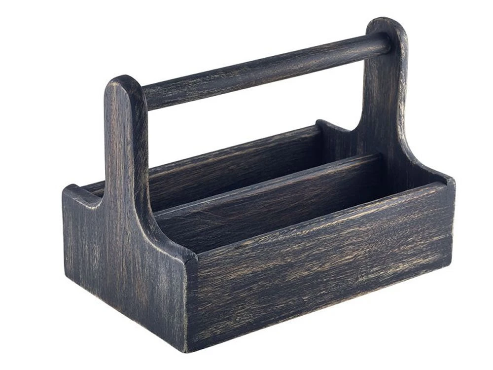 Genware DWTCBK Black Wooden Table Caddy Table Service 1 Genware DWTCBK Black Wooden Table Caddy Table Service