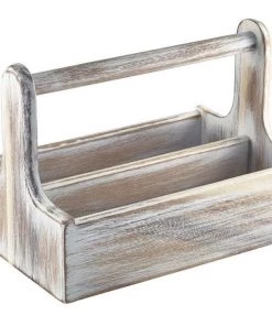 Genware DWTCW White Wooden Table Caddy