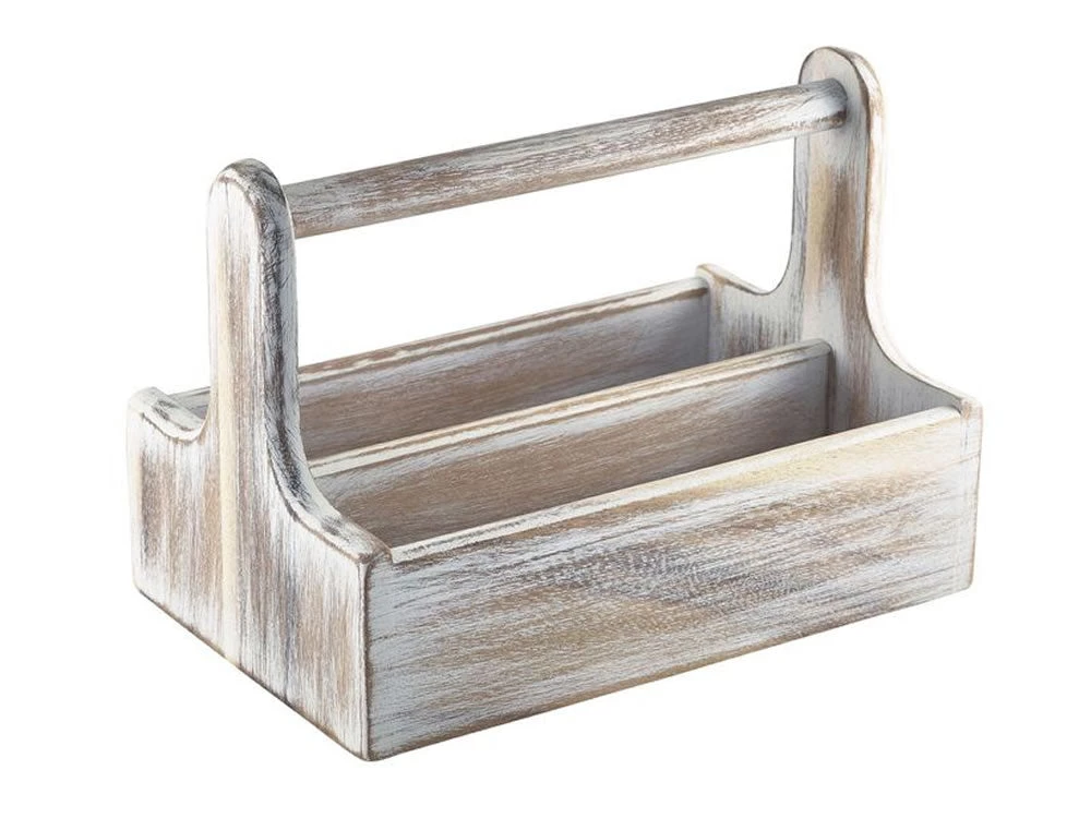 Genware DWTCW White Wooden Table Caddy 1 Genware DWTCW White Wooden Table Caddy