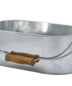 Table Service Genware GSTC2815 Galvanised Steel Oval Table Caddy 28x15.5x10cm