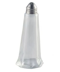 Table Service Genware KC001 Glass Lighthouse Salt Shaker Silver Top