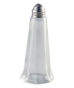 Genware KC002 Glass Lighthouse Pepper Shaker Silver Top