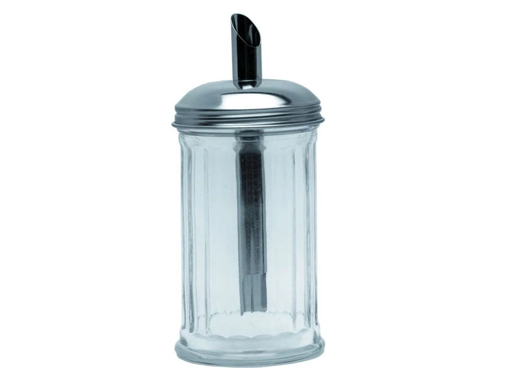 Genware KC003 Sugar Pourer Clear Glass Base S/St.Tube Top Table Service 1 Genware KC003 Sugar Pourer Clear Glass Base S/St.Tube Top Table Service