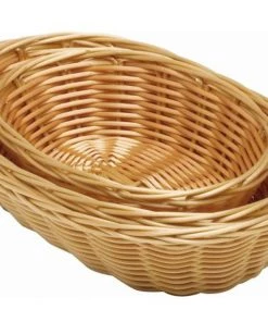 Genware PWB-10OV Oval Polywicker Basket 10"X6.5"X2.5" - Pack Of 12 Table Service