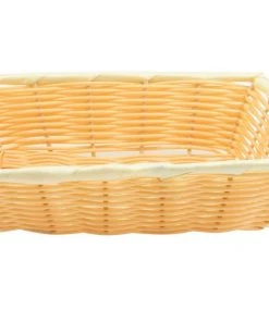 Genware PWB-16RT Rectangular Polywicker Basket 16"X11"X3"