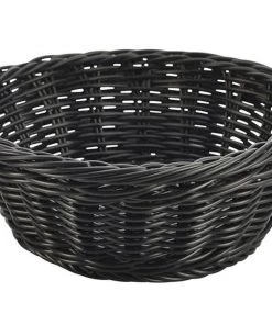 Table Service Genware PWB-21BK Black Round Polywicker Basket 21Dia X 8cm