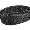 Genware PWB-2316BK Black Oval Polywicker Basket 22.5 X 15.5 X 6.5cm