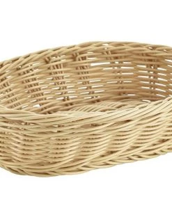 Genware PWB-2316 Oval Polywicker Basket 22.5 X 15.5 X 6.5cm Table Service