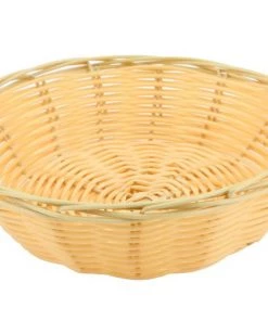 Table Service Genware PWB-7R Round Polywicker Basket 7"Dia X 2" Deep - Pack Of 12