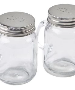 Table Service Genware SPMAS Mason Jar Salt & Pepper Shaker Set