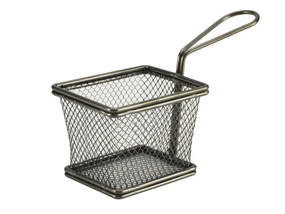 Genware SVB1210BK Black Serving Fry Basket Rectangular 12.5 X 10 X 8.5cm 1 Genware SVB1210BK Black Serving Fry Basket Rectangular 12.5 X 10 X 8.5cm