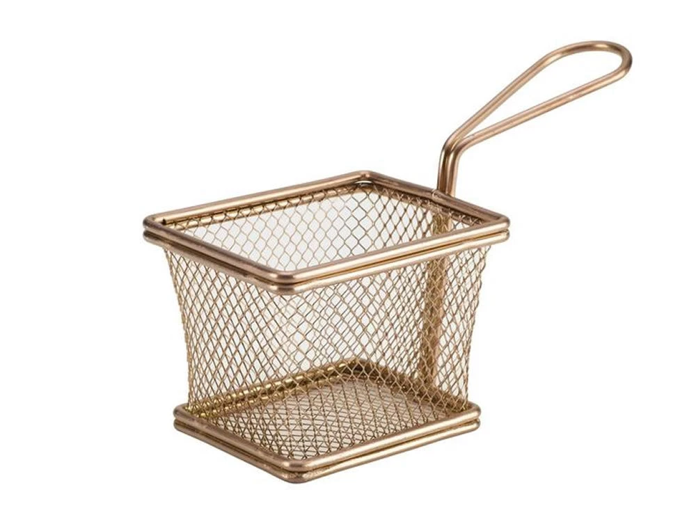 Genware SVB1210C Copper Serving Fry Basket Rectangular 12.5 X 10 X 8.5cm Table Service 1 Genware SVB1210C Copper Serving Fry Basket Rectangular 12.5 X 10 X 8.5cm Table Service