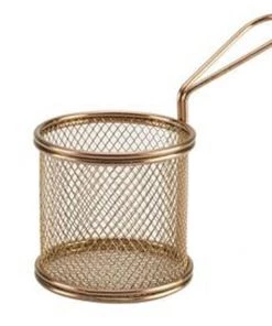 Table Service Genware SVBR09C Copper Serving Fry Basket Round 9.3 X 9cm