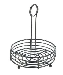 Genware TC6-BK Black Wire Table Caddy 6.5" Dia X 8.5"
