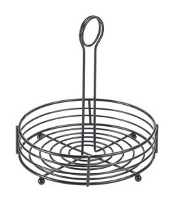 Genware TC8-BK Black Wire Table Caddy 8" Dia X 8.5" Table Service