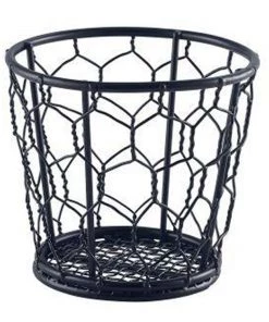 Genware WB12BK Black Wire Basket 12cm Dia