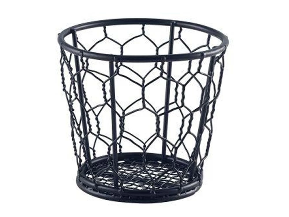 Genware WB12BK Black Wire Basket 12cm Dia 1 Genware WB12BK Black Wire Basket 12cm Dia