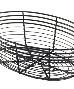 Genware WB2516BK Wire Basket, Oval 25.5 X 16 X 8cm Table Service