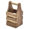 Genware WCH10 Acacia Wood Cutlery Holder 10 X 10 X 20cm Table Service