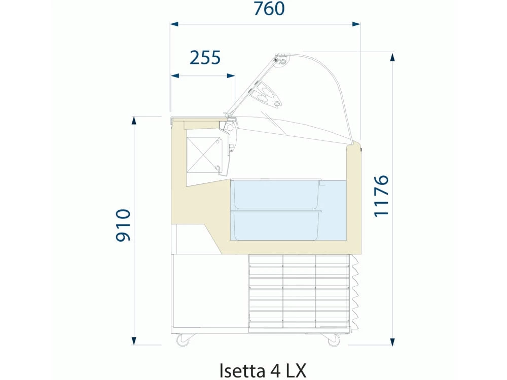 ISA Isetta LX Curved Range Scoop Ice Cream Display 4 ISA Isetta LX Curved Range Scoop Ice Cream Display