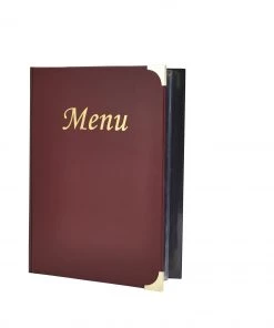 Genware MC-BRA4-WR A4 Menu Holder Wine Red 8 Pages