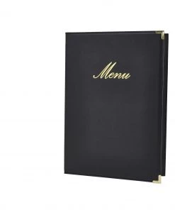 Genware MC-CRA4-BL Classic A4 Menu Holder Black 4 Pages