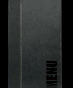 Genware MC-TR45-BL Contemporary Long Menu Holder Black 4 Pages