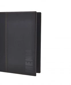 Genware MC-TRA4-BL Contemporary A4 Menu Holder Black 4 Pages