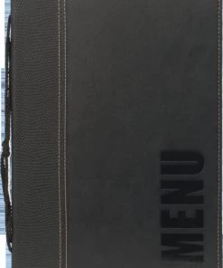 Genware MC-TRA5-BL Contemporary A5 Menu Holder Black 4 Pages