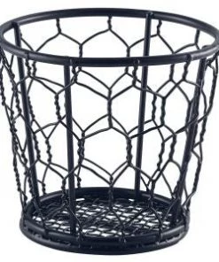 Genware WB10BK Black Wire Basket 10cm Dia Table Service