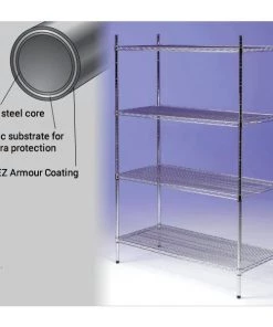 Sinks Tables And Storage EAIS EZ Store 3 Tier Armour Coated Wire Shelving - 1650mm High