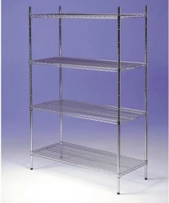 Sinks Tables And Storage EAIS EZ Store 4 Tier Bright Chrome Wire Shelving - 1800mm High