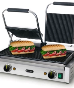 Hendi Double Ribbed Contact Grill Restaurant Equipment