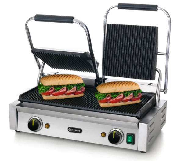 Hendi Double Ribbed Contact Grill Restaurant Equipment 2 Hendi Double Ribbed Contact Grill Restaurant Equipment