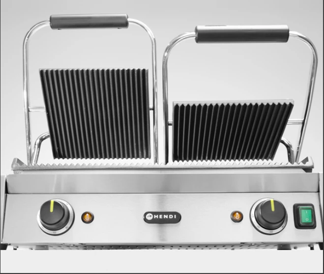 Hendi Double Ribbed Contact Grill Restaurant Equipment 4 Hendi Double Ribbed Contact Grill Restaurant Equipment
