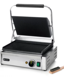 Hendi Large Contact Grill - Ribbed Top And Bottom