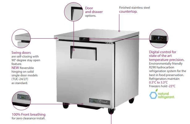True TUC-27F-HC 184 Ltr Undercounter Foodservice Freezer 4 True TUC-27F-HC 184 Ltr Undercounter Foodservice Freezer